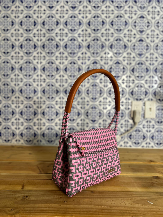 Ime Handbag- Pink & Silver