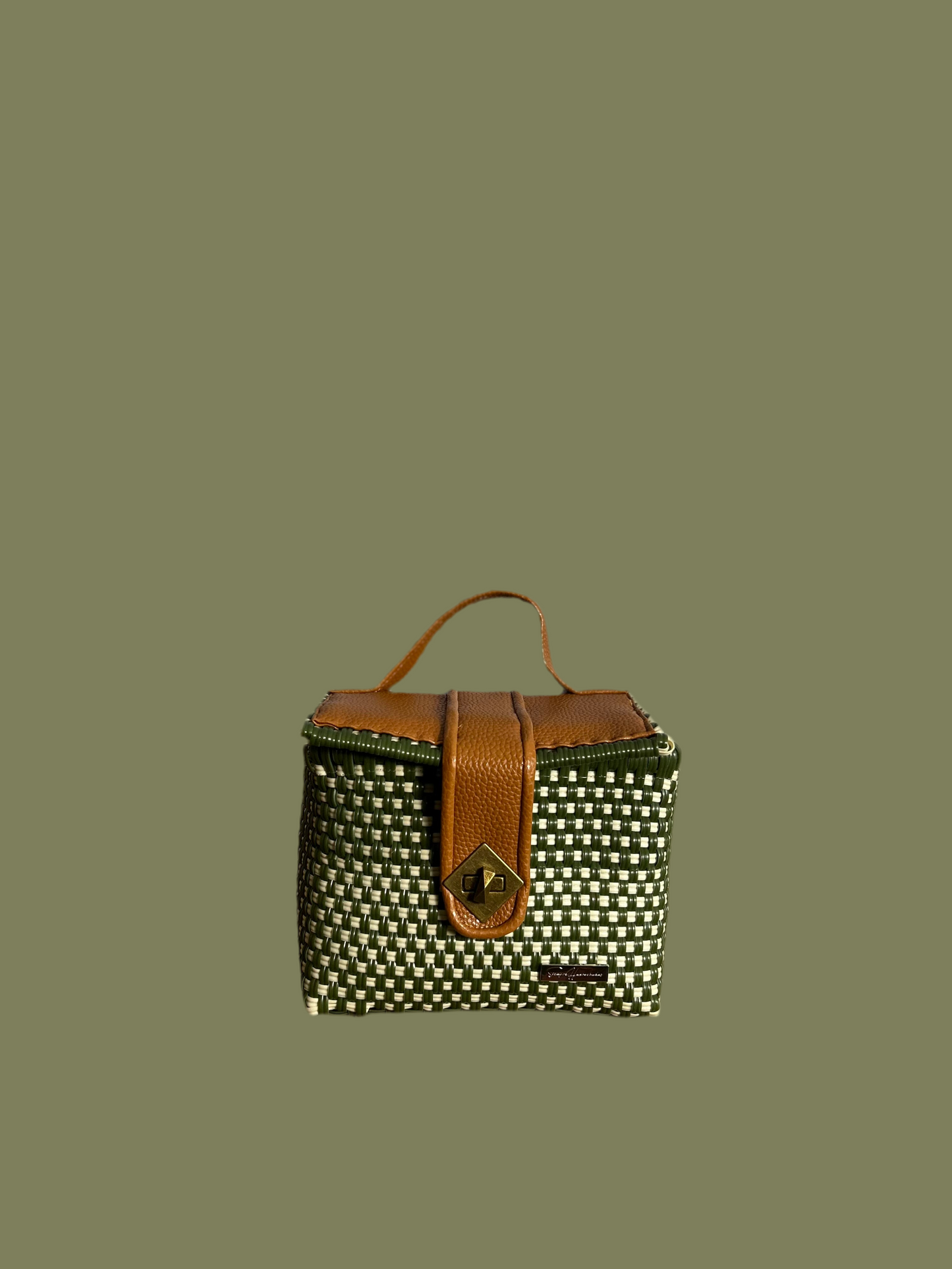 Makeup Bag- Olive Green & Beige