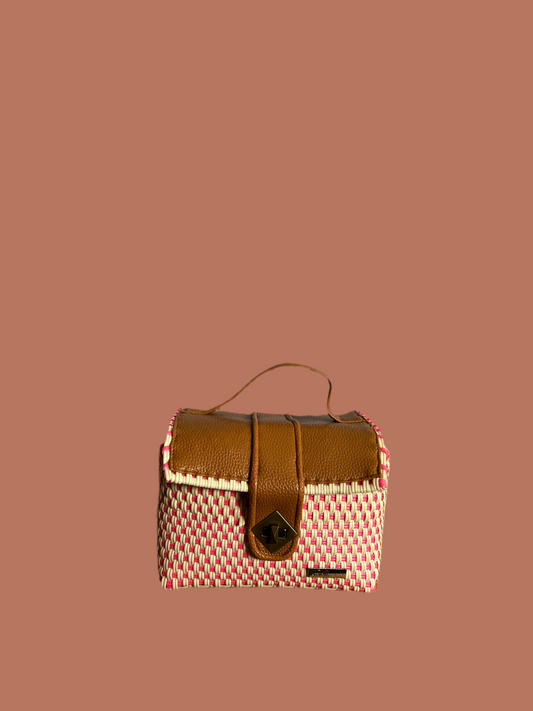 Makeup Bag- Beige & Pink
