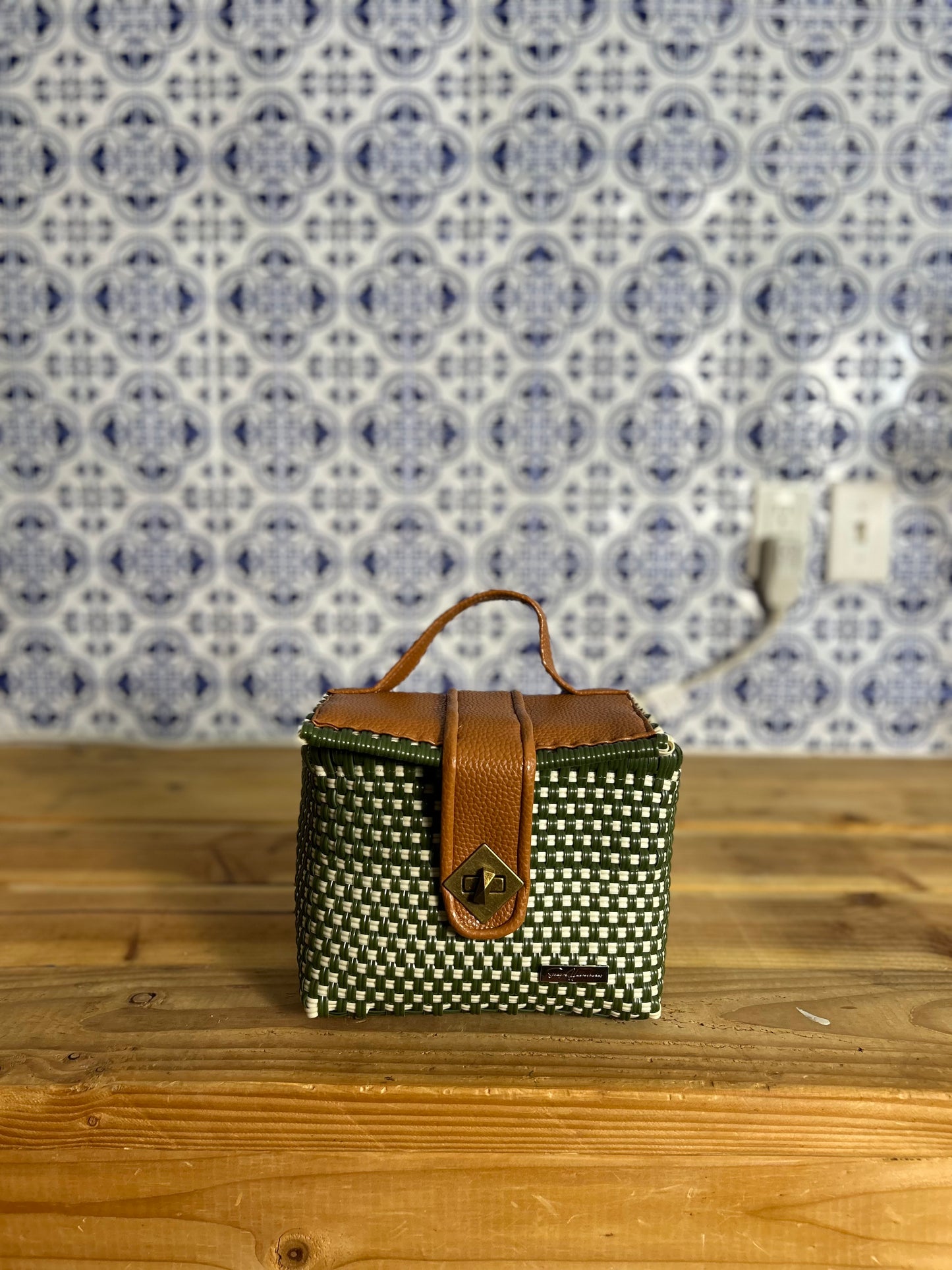 Makeup Bag- Olive Green & Beige