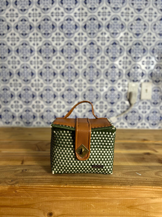 Makeup Bag- Olive Green & Beige