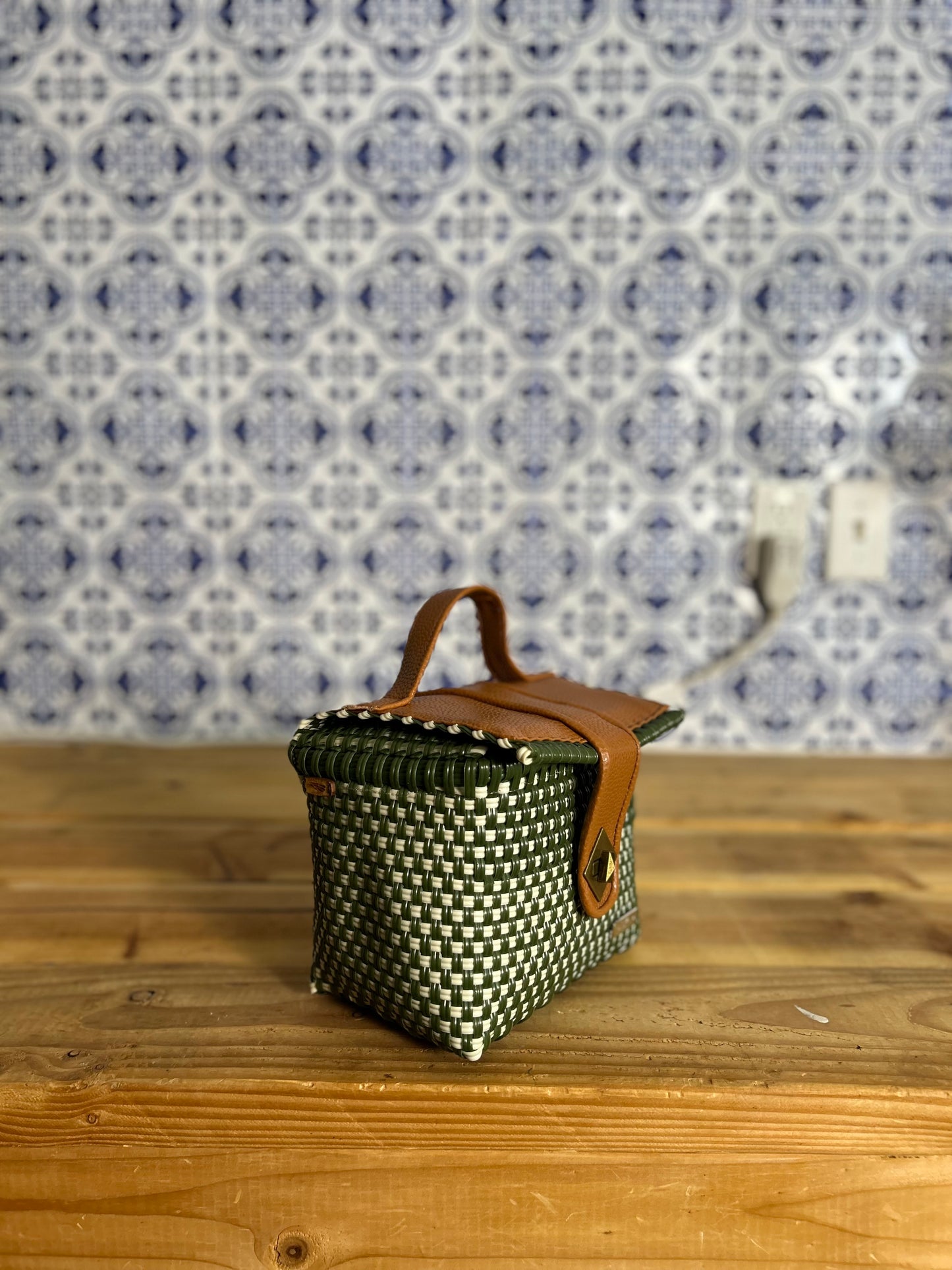 Makeup Bag- Olive Green & Beige