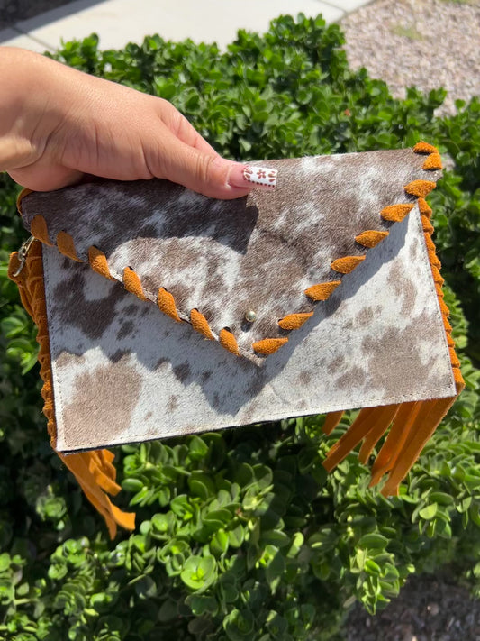 Mini Cowhide Crossbody- Yellow Fringe